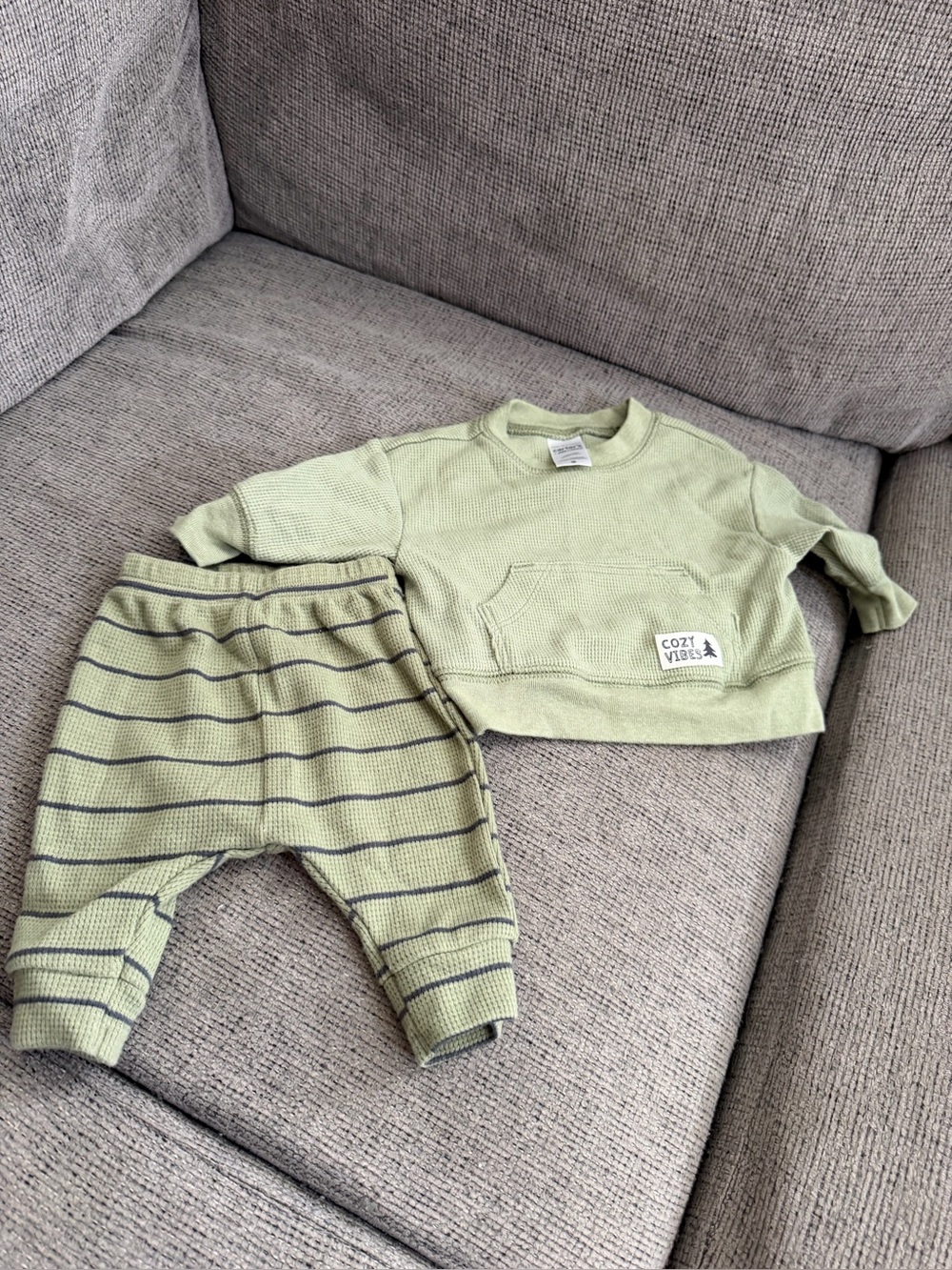Carter's Light Olive Green Ribbed Crewneck Sweater